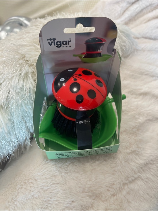 Other - Ladybug Palm Dish Brush with Green Holder